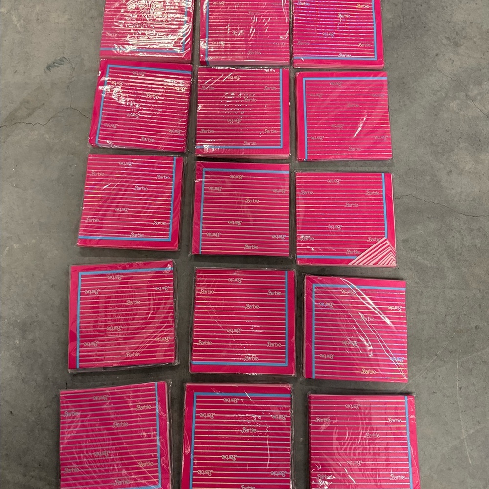 Hot Pink Striped Barbie 3 Ply Napkins 15 Sets of 16 in Each Set